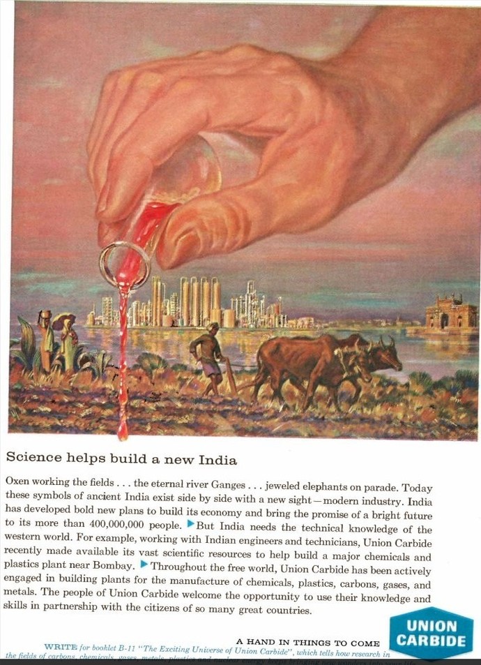 Реклама фирмы: Наука через "Юнион карбайд" создаёт новую Индию