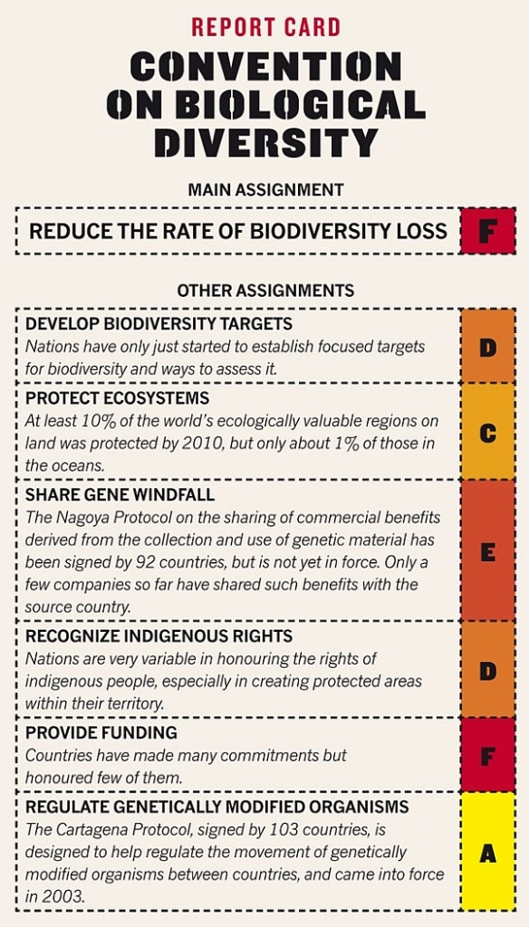 По Конвенции о биологическом разнообразии политики получили от журнала Nature более низкие оценки.