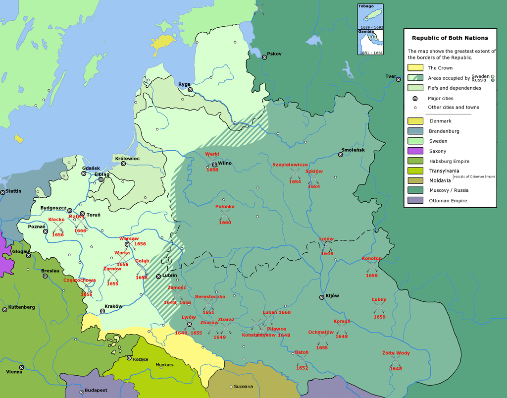 Земли, состоявшие под русско-казацким контролем на момент подписания Виленского перемирия