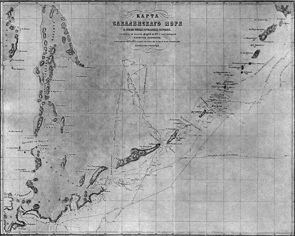  карта Сахалинского моря с описью южных Курильских островов, сделанная на шлюпе "Диана" в 1811 году