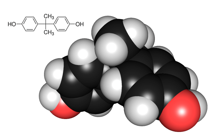 Рисунок 8. Атомная модель и химическая структура бисфенола А «Википедия»