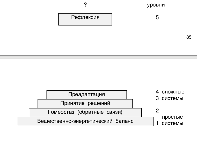 Пять уровней сложности организации систем. Из: Розенберг и др., 1998.