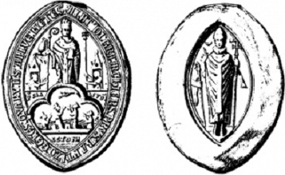 Печать архиепископа Прусского, Ливонского и Эстонского Альберта (Зуербеера), 1254 г. (Goetze, 1854. Taf. II, № 7)