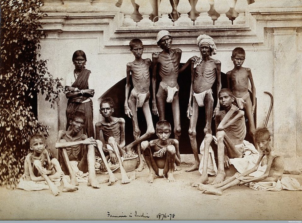 Голод в Бангалоре 1876-1878 гг., связанный с Эль-Ниньо. Фото: Wellcome Library Image Catalogue, WW Hooper Group of Emaciated Young
