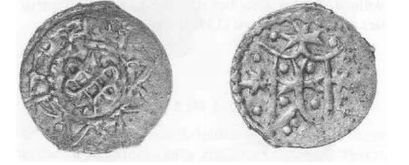 Монеты Владимира Ольгердовича Киевского с ордынской плетёнкой. Она же была на первых монетых ВКЛ, вынущенных Ягайло